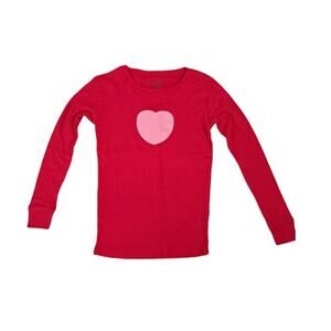 Leveret Girls Red Pink Heart Long Sleeve Casual Lounge Top  Size 10  NWT